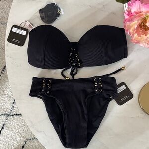 Guria Chic Black Lace-Up Bikini Set